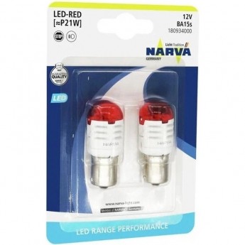 Лампа NARVA RANGE PERFORMANCE LED N P21W 2.8W red 18093 2шт. Лампа NARVA RANGE PERFORMANCE LED N P21W 2.8W red 18093 2шт.