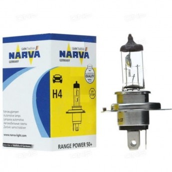 Лампа NARVA RANGE POWER 50+ H4 12V 60/55W P43t Лампа NARVA RANGE POWER 50+ H4 12V 60/55W P43t